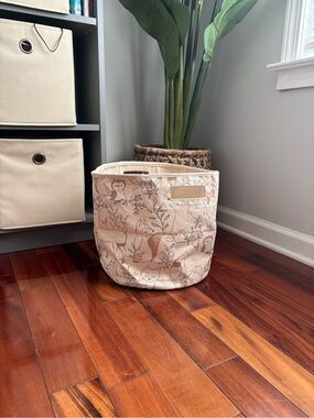 crane baby woodland animal neutral cotton basket